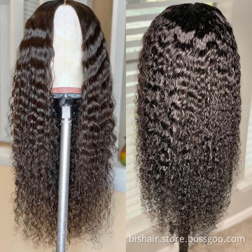 BIS wholesale curly 4x4 transparent lace frontal human hair wig for black women hot sell Virgin Cuticle Aligned Human Hair